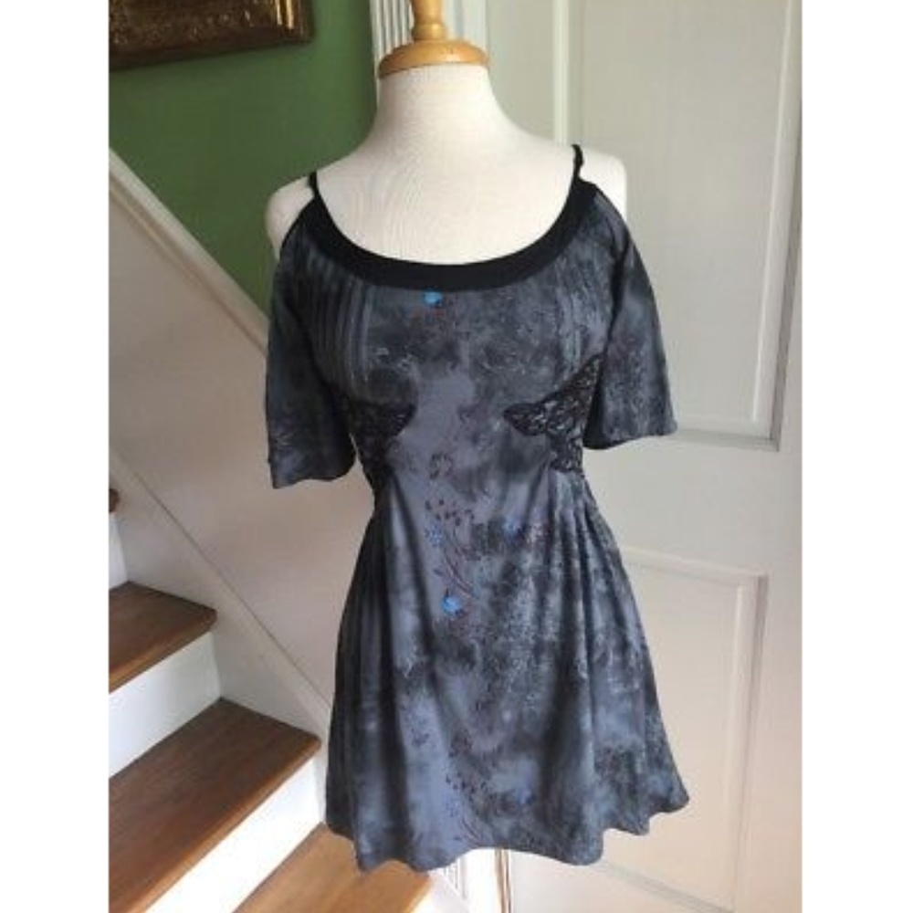 Embroidered Side Zip Cold Shoulder Boho Top